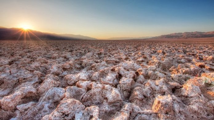The Devil's Golf Course is a huge salt pan on the floor of Death Valley, situated in the Mojave Desert in eastern California. The Devil's Golf Course is a huge salt pan on the floor of Death Valley, situated in the Mojave Desert in eastern California.