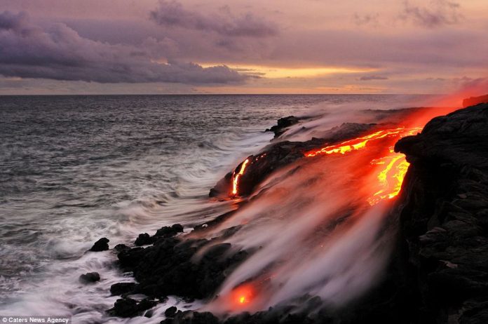 Lava crashing into the Sea off Hawaii10