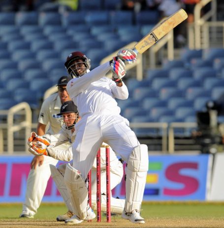 Shane Shillingford the first No. 11 to hit five sixes in a Test innings © WICB Media-Randy Brooks Photo