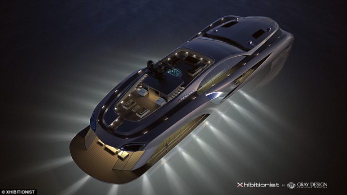 It may look like a deep sea creature from the abyssal plains but this is just the megayacht with its lights on after dark