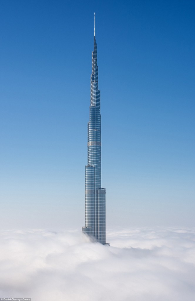 At 2,716.5 feet, Burj Khalifa is the tallest building in the world and has the highest outdoor observation deck in the world
