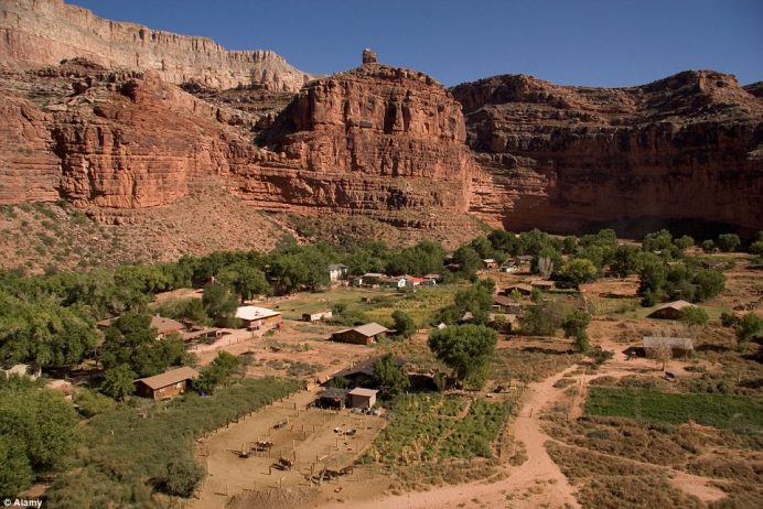 The Indian village of Supai is concealed at the bottom of Havasu Canyon, in the heart of the Havasupai Nation reservation