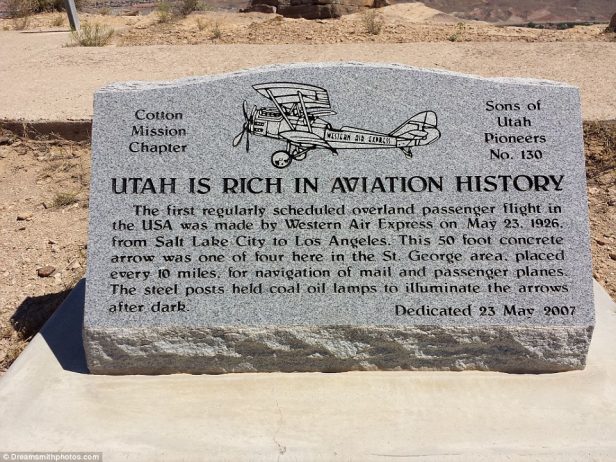 The arrows define a moment in history at the beginning of the 21st century when the US Postal service began delivering air mail
