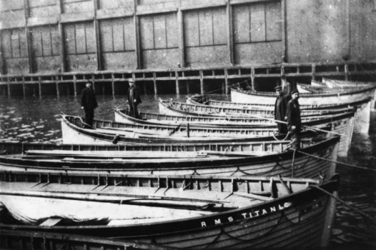 One of Titanic’s Lifeboats Paddling Toward Rescue, the RMS Carpathia. April 15, 1912