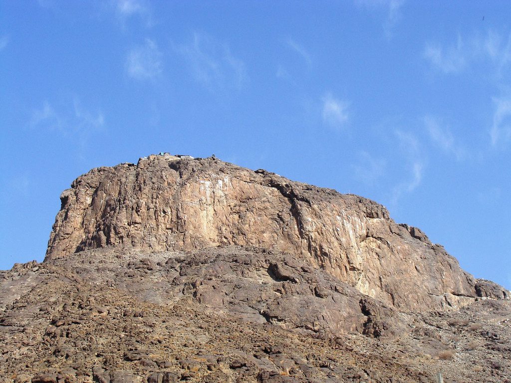 The Cave (Ghar-e-Hira) is situated on mount Al-Noor on way to Mina near Makkah and its peak is visible from a great distance.