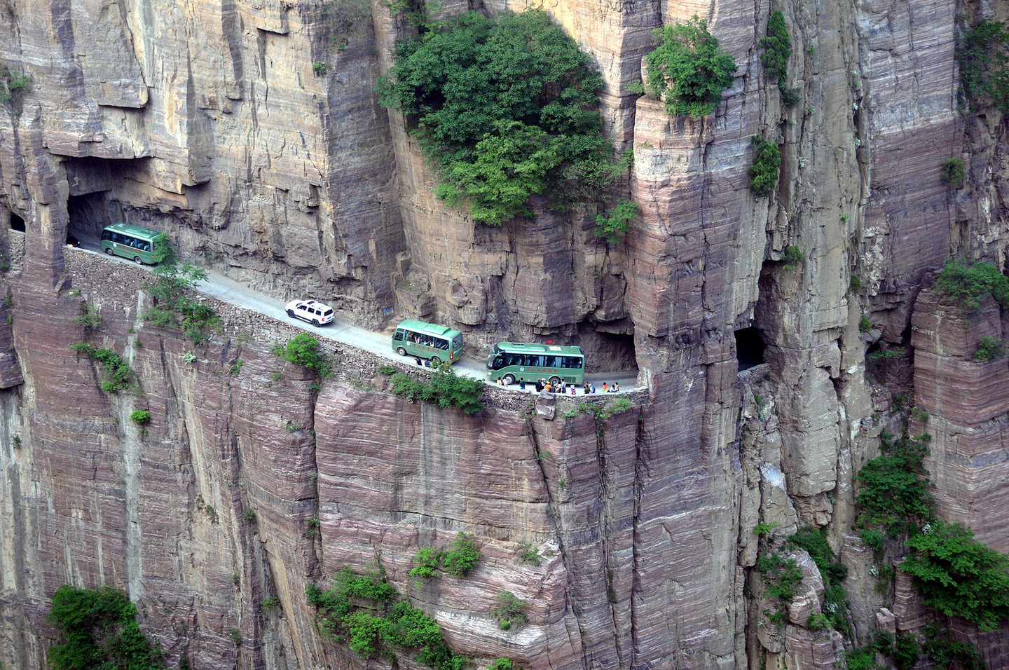 The Chinese Guoliang Tunnel is amazingly carved along the side of and through a mountain in China.