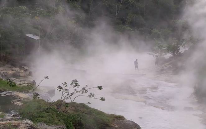 Moreover, chemical analysis has disclosed that the water in the river originally fell as rain.