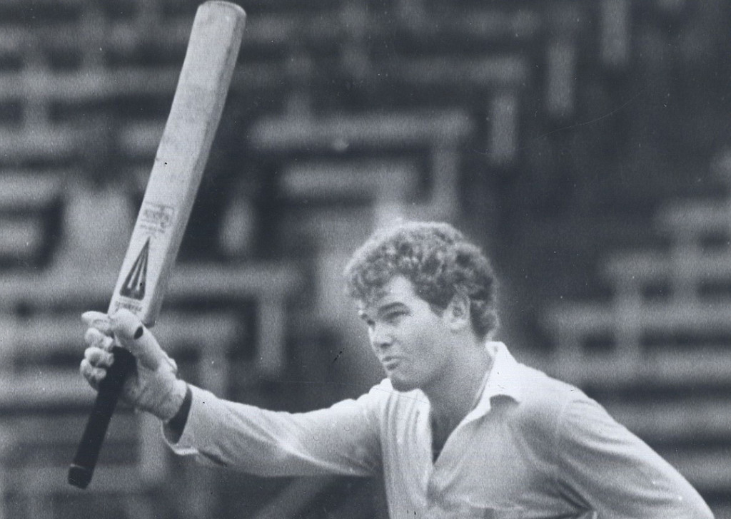 1983 file picture of Martin Crowe acknowledging the crowd after making a century
