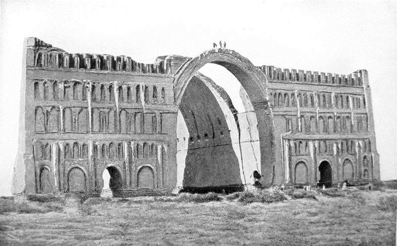 Remains of the White Palace at Ctesiphon, Iraq, with the famous Arch of Ctesiphon, taken in 1864, before the collapse of the right-hand façade