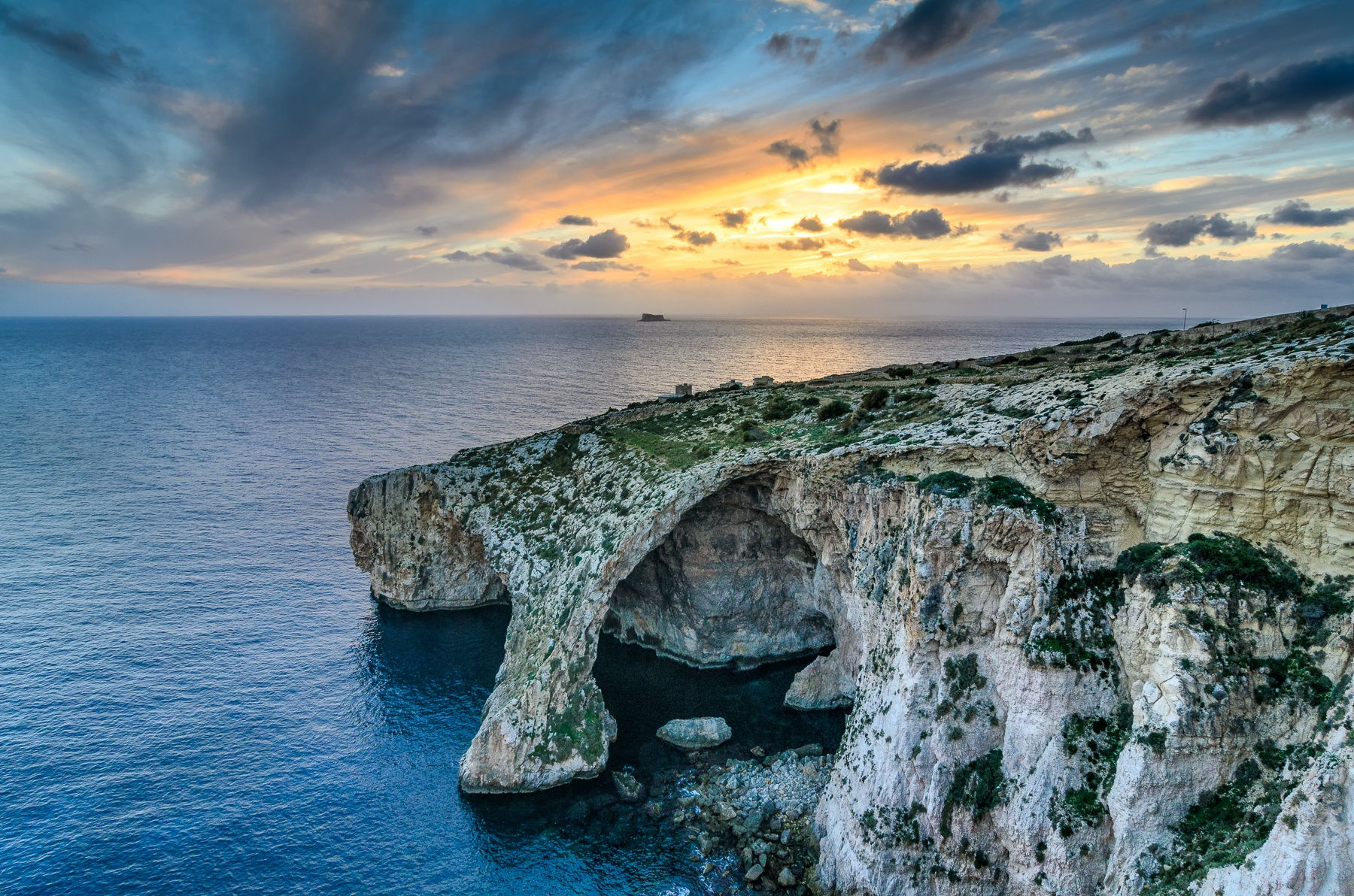 Stunning view of Blue Grotto Sunset