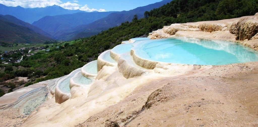 Baishuitai is 140 meters from its base to top and 160 meters in width.