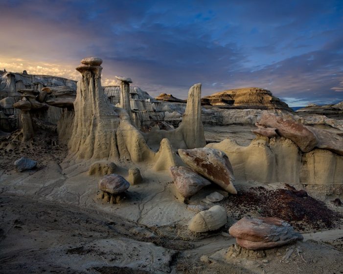 The Bisti Badlands is an amazingly scenic and colorful expanse of undulating mounds and unusual eroded rocks covering 45,000 acres, hidden away in the high desert even less publicized.