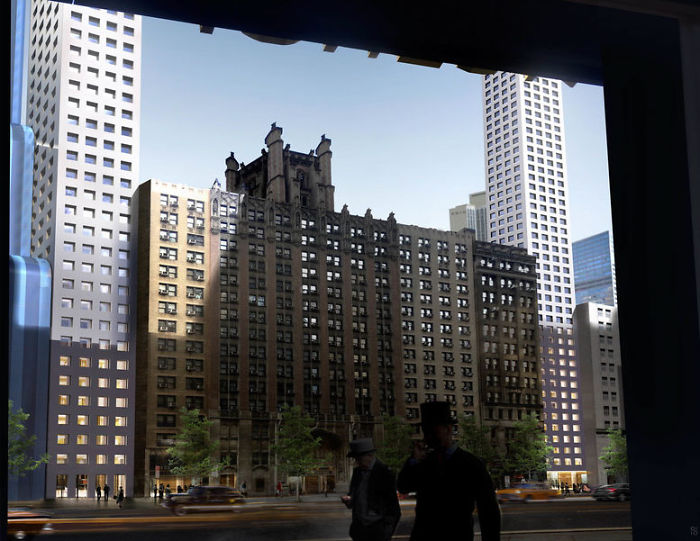It was designed to circumvent strict New York zoning laws, which limit the height of buildings in the city