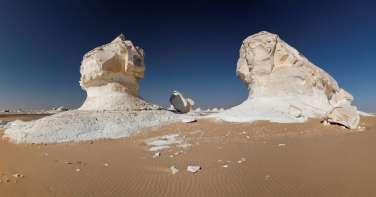 Just a few hours from the bursting metropolis of Cairo lies a strange desert that will make you feel like you have landed on the surface of the moon.