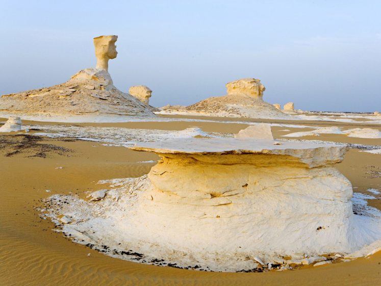 The mushrooms shaped rock formations are 10 to 15ft tall.