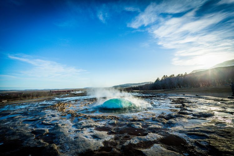 Strokkur and its surrounding areas regularly attract tourists hoping to see the geyser erupt, as it is one of a very few natural geysers to erupt regularly and consistently.