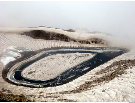 The name Ansoo means teardrop, comes from it's tear like shape, just like resembles to human eye with a central ice island resembling the iris and a ridge resembling an eyebrow.