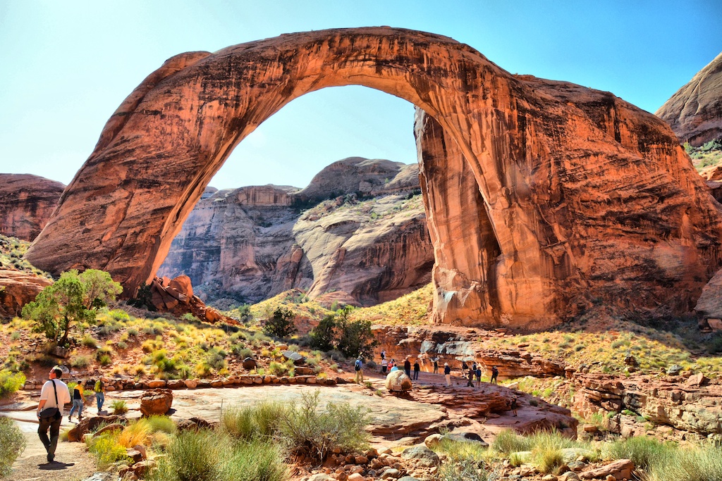 Rainbow Bridge is made from sandstone firstly deposited by wind as sand dunes, during the Jurassic times.