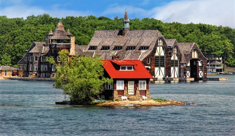 The Just Enough Room Island belongs to Alexandria Bay, a village part of the town of Alexandria, Jefferson County, New York.