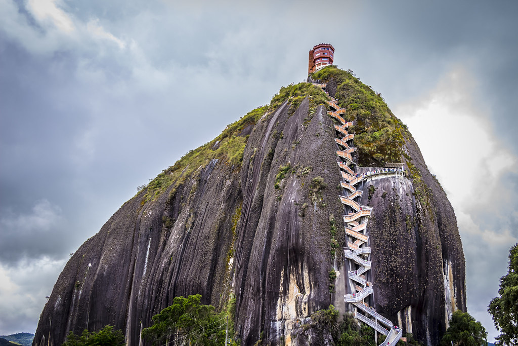 There are 740 steps to the uppermost step atop the building at the summit, a fact reinforced by yellow numbers also seen in the climb up the stairs
