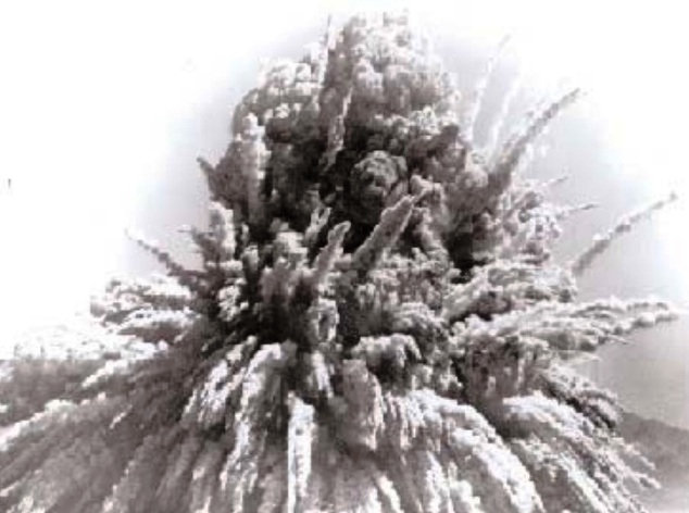 Sedan Crater displaces approximately 12 millions tons of earth during the 1962 detonation.